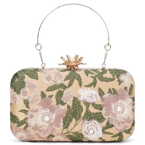 Image of RNIEGA Vintage Floral Clutch Purses for Women Wedding Guest Purse Evening Bag for Wedding Party Prom