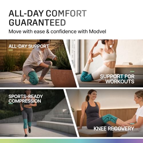 Image of Modvel 2 Pack Knee Brace for Women - Knee Support for Walking, Knee Compression Sleeves for Pain Relief, Knee Sleeves for Women, Knee Brace for Sports, Workouts & Arthritis