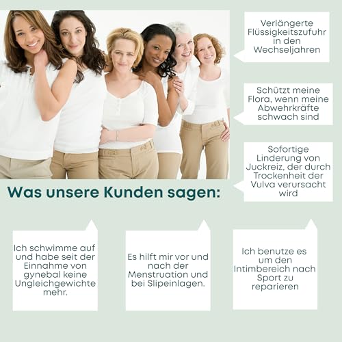 GYNEBAL CALM Intim-Gel mit PRÄBIOTIKA – Hydratisierendes Gel gegen Vaginale Trockenheit, Juckreiz, Beschwerden und zur Unterstützung der Scheidenflora – Zur Äußeren Anwendung für Frauen (50 ml)