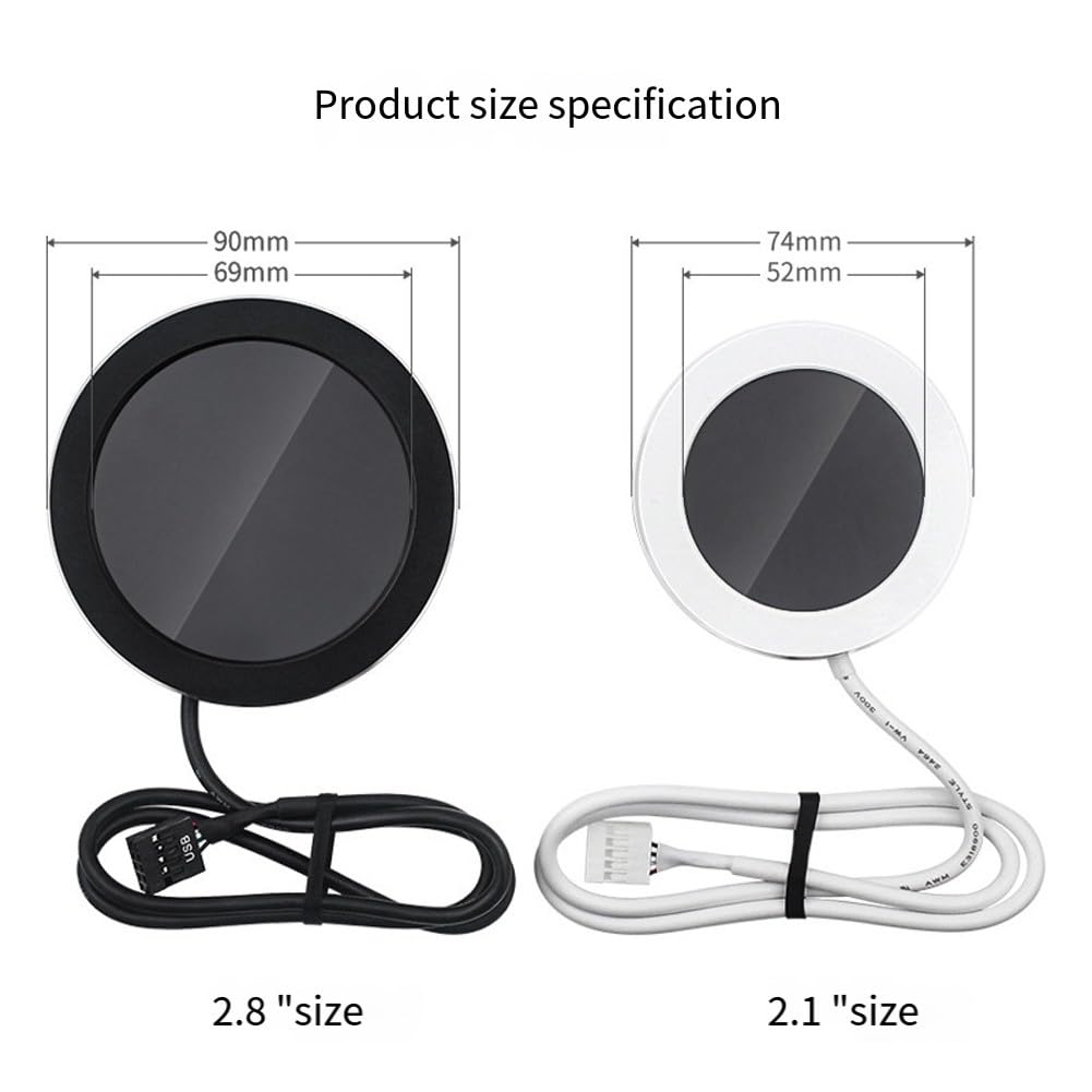 Schermo secondario IPS raffreddato ad acqua da 2,1 pollici, display LCD rotondo 480x480 per CPU GPU in tempo reale per monitoraggio RAM, accessorio PC compatto
