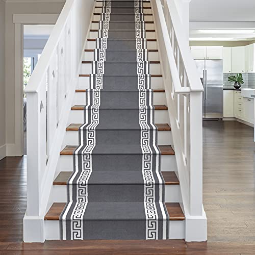 runrug Soft & Comfortable Stair Runner - Smooth & Durable Carpet for Stairs - Stain-Resistant, Fade-Resistant - Multiple Sizes - 60cm x 600cm - 9mm Thick - Key, Grey