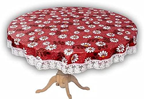 SUPERMACY Flower Printed Small Table Cover Red Color with White Lace – 2 Seater Table, 45″ Round (Exact Size) SUPERMACY Flower Printed Small Table Cover Red Color with White Lace – 2 Seater Table, 45″ Round (Exact Size)
