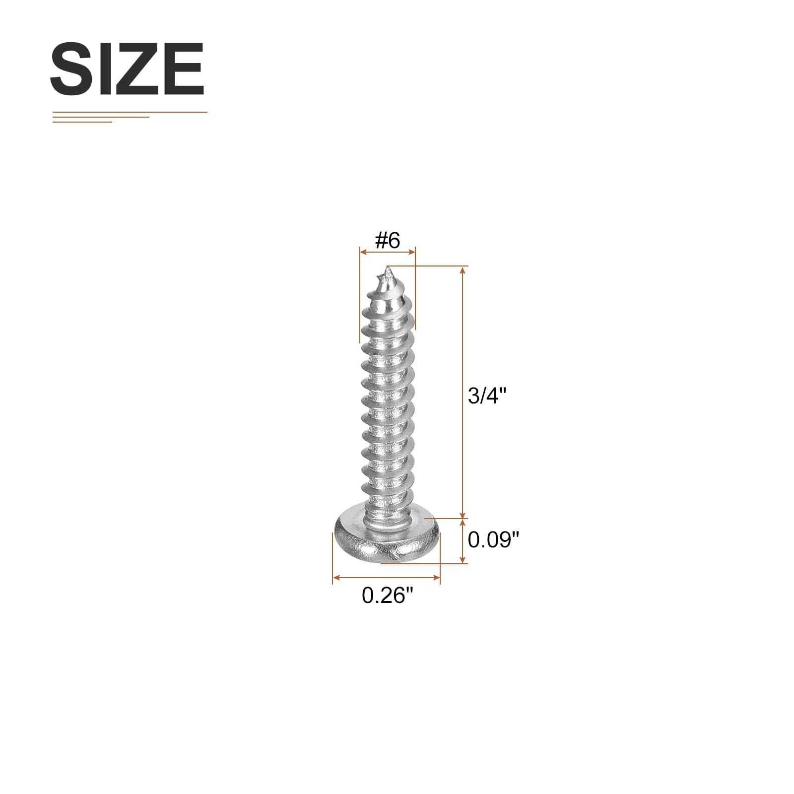 DTGN #6x3/4" Phillips Pan Head Self-tapping Screw - 100Pack - Bright Finish 304 Stainless Steel Sheet Metal Screws Wood Screws - Image 2