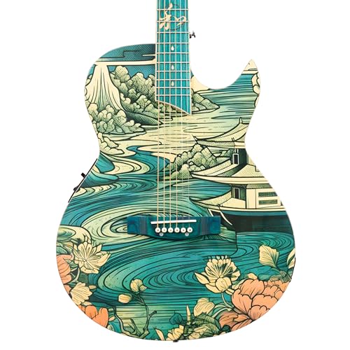Lindo Mizumi Steel Strings Electro Acoustic Guitar | Side Soundport | Japanese Lake Graphic Art Finish | Luminlays | 20th Anniversary Special Edition