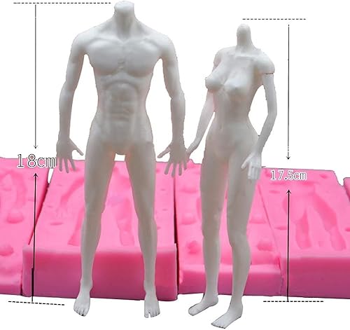 Miniatura 6 de 2 Paquetes Hombre Mujer Hombre Mujer Modelo de Cuerpo Muñecas Silicona Fondant Molds Yeso Arcilla Molde Chocolate Galleta Azúcar Artesanía Molde de