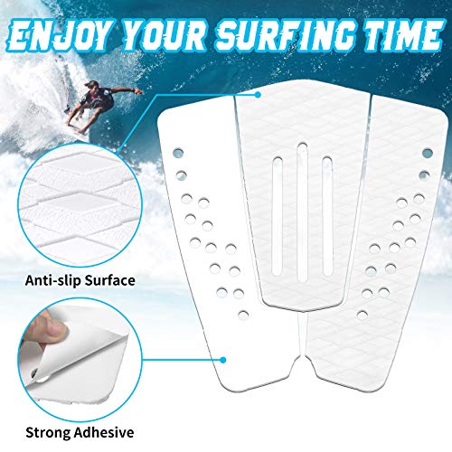 image for Pluzluce 3 Pieces Anti-Slip Surfboard Traction Pads, EVA Kick Tail Gre