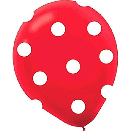 Vibrant Red Dotted Printed Latex Party Balloons - 12" (Pack of 100) | Eye-catching & Durable, Perfect for Celebrations