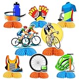 SHADOAMP Bike Party Decorations 8pcs Bicycle Theme Honeycomb Centerpiece Double-Sided Printing Table Decorations for Biker Cyclist Cycling Bike Birthday Baby Shower Party Supplies