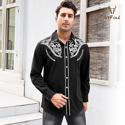 Black Western Cowboy Shirts and Western Leather Belt for Men2