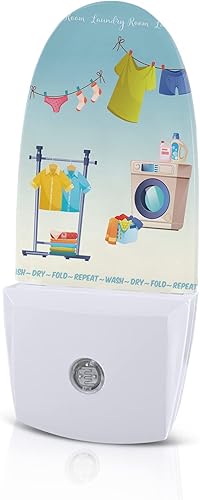 Luz nocturna para lavandería, luz nocturna LED enchufable, luz nocturna azul degradada para lavadora, secado de ropa, luces nocturnas con sensor de