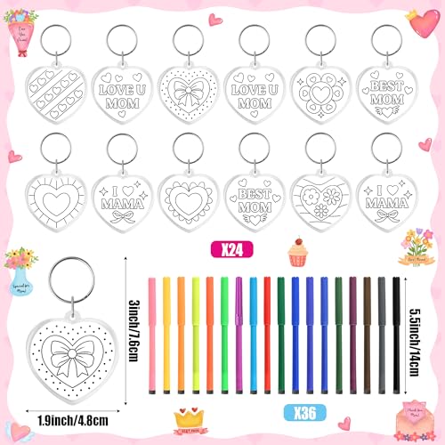 BeYumi 24Pcs DIY Mother's Day Keychain Craft Set - Just $6.99 - Image 2