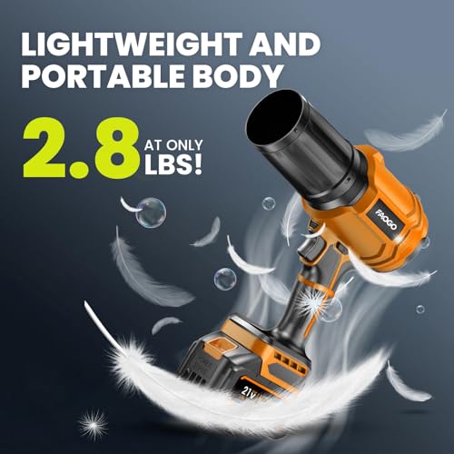 Image of Cordless Leaf Blower with 2 Batteries & Charger - 990,000 RPM Electric Handheld Blower, Lightweight for Lawn, Yard, Patio, Garden Care - Orange