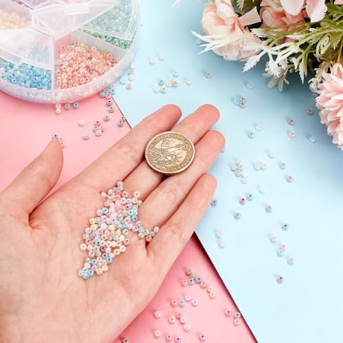 PandaHall 1800pcs 6 Colors Cloudy Fantasy Seed Beads - 3mm Creamy Glass Beads for Bracelet Necklace & Earring - Image 3
