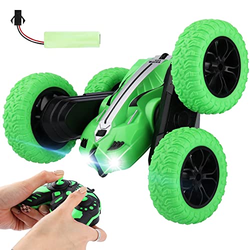 Cheapest 🛒 Remote Control Car for Boys and Girls with LED and Rechargeable Battery,Rc Car 360°Rotation & Flips Double Sided Rotating High Speed Off Road Racing Truck RC Stunt Car for 6 7 8 Year Old Kids Toy