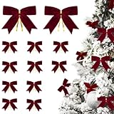 30 Pcs Mini Burgundy Red Velvet Bows for Christmas Tree-3.5x3.5 1