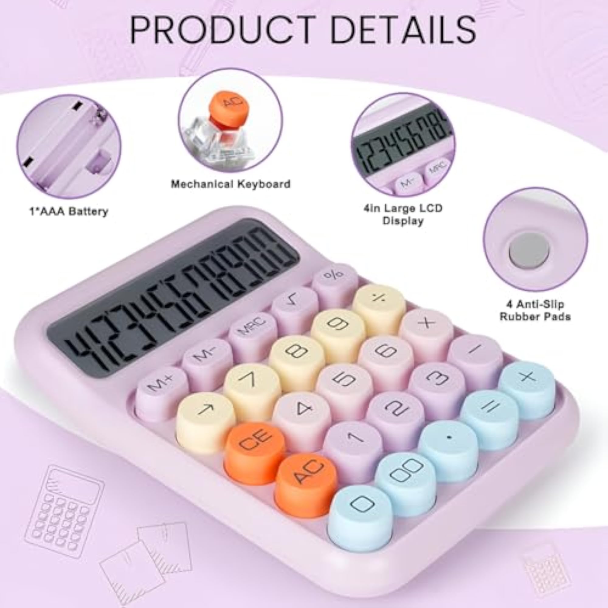 12-Digit Candy Calculator, Round Button Scientific