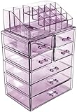 Sorbus Cosmetic Makeup and Jewelry Storage Case Display - Spacious Design - Great for Bathroom, Dresser, Vanity and Countertop (3 Large, 4 Small Drawers, Purple)