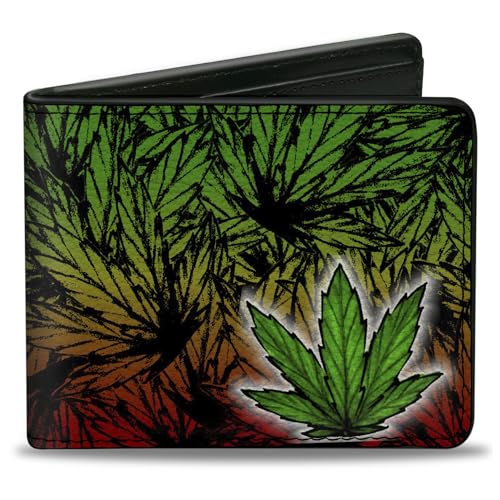 Buckle-Down Men's Bifold Wallet Weed, 4.0