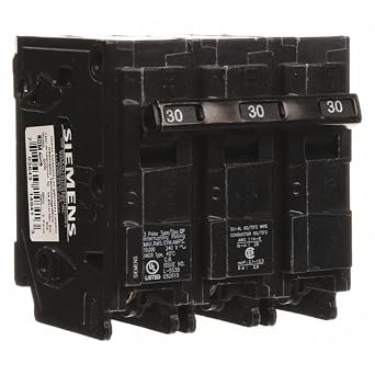 Siemens Miniature Circuit Breaker, Q Series, 30A, 3 Pole, 240V AC, 10kA at 120V AC Q330-1 Each
