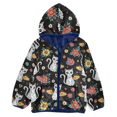 Sugar Skull Cats Wings Boys Winter Jacket Thick Winter Jacket for Kids 3T