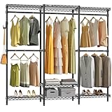 VIPEK V3 Nano Clothes Rack with 4 Semi-Shelves and 3 Standard Shelves, Clothing Rack for Hanging Clothes, Free Standing Closet System, Portable Metal Wardrobe for Bedroom, Max Load 800LBS, Black