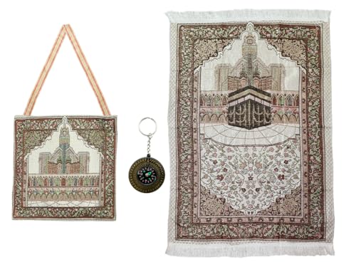 Kellegour Prayer Rug Muslim,Foldable Prayer Mat For Muslims,Portable Prayer Mat,Muslim Prayer Rug And Beads And Compass,Soft Islamic Prayer Rug,For Ho
