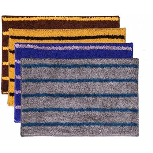 Image of Anti Skid Doormats for Home and Office Entrance Living Room and Bathroom Mats | Entrance Door Mats for Home and Office Entryway. (Pack of 4 (Line Grey-Blue-Yellow-Brown), 20x32)