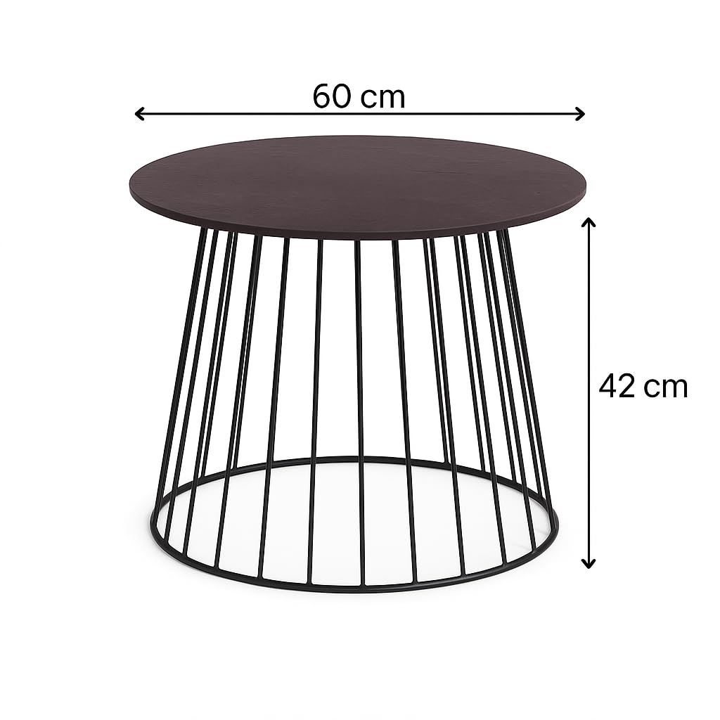 Kalu creations – Table Basse Ronde en Fer & Ardoise Naturelle Ø 60 cm H 57,5 cm – Design Moderne, Élégant & Fait Main en Italie | Table de Salon avec Plateau en Pierre Authentique
