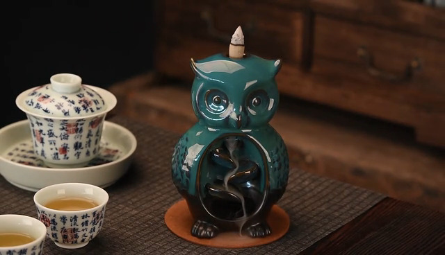 Amazon.com: Backflow Incense Burner Holder Owl Shape Waterfall