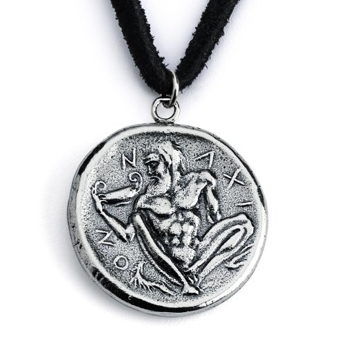 Sterling Silver Handcrafted Dionysus God of Wine Coin Necklace2