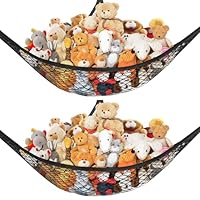 Stuffed Animal Net Hammock for Plushie Toys, Stuffed Animal Hammock Corner for Kids' Room Decor, Ideas for Organizing Stuffy Collection, 2 Pack, Black