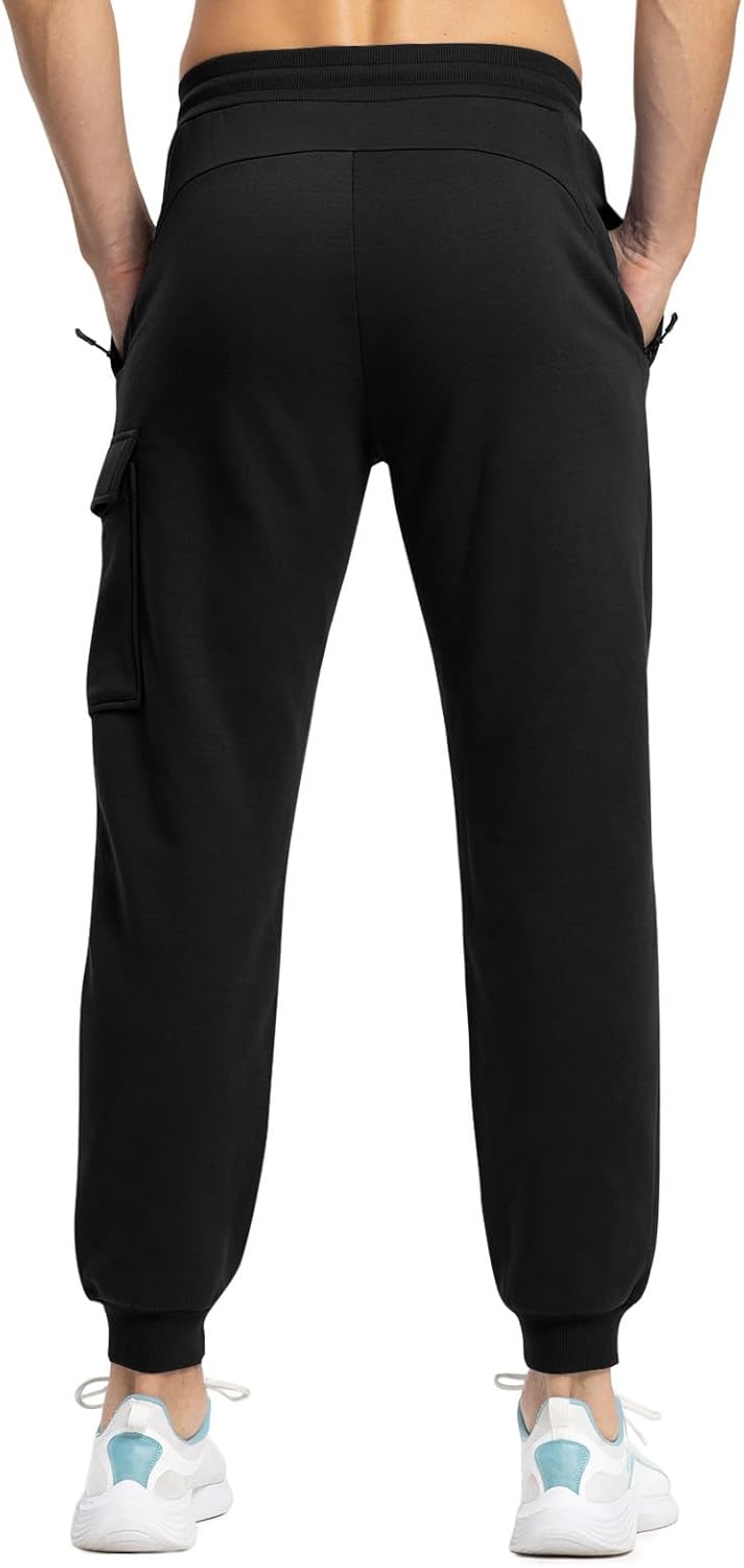 Rdruko Men's Fleece Joggers Pants Winter Warm Sweatpants with Zipper Pockets Athletic Running Gym Workout - Image 2