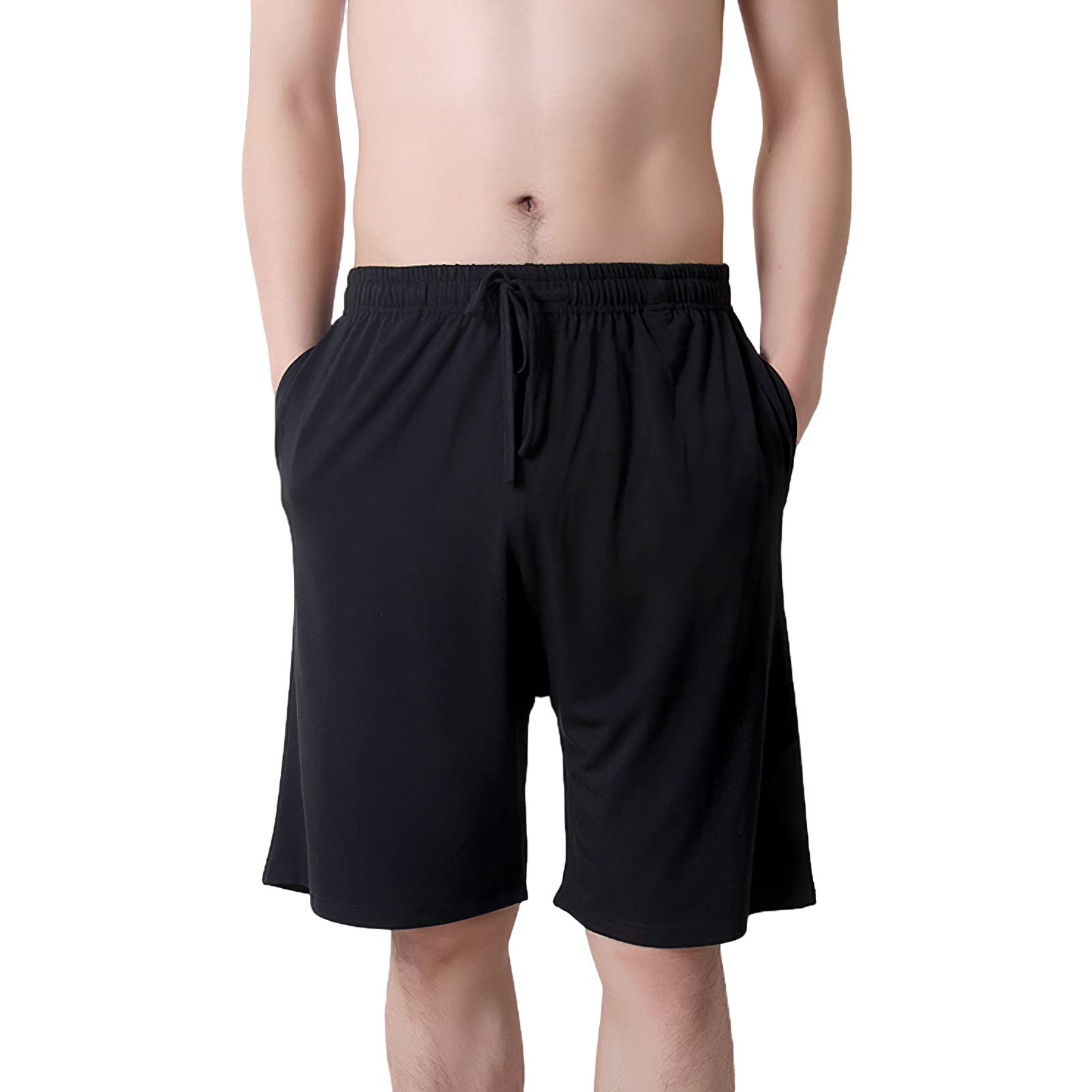 Homme Grande Taille Lot de 2 Bas de Pyjama Court Extensible Léger Short de Nuit Short Maison Intérieur avec Poches S-6XL