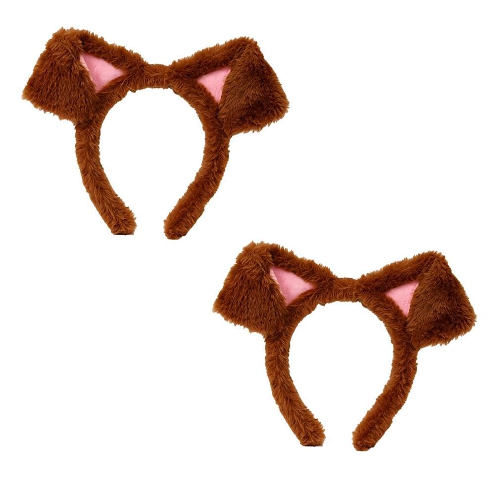 AYZDJ 2 Pack Dog Ears Headband for Adults & Kids - Plush Animal Ears Headband, Halloween Dog Costume Accessory, Role Play Party Favor for Cosplay & Themed Events