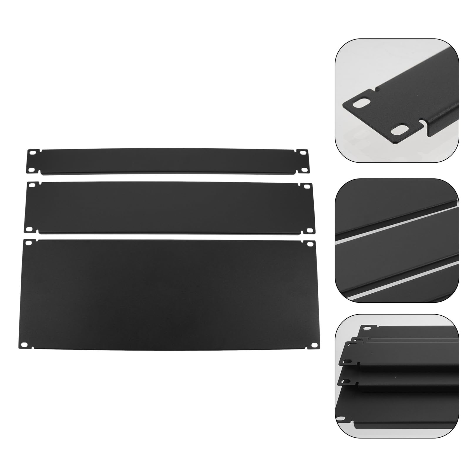 KALLORY 3 Pezzi Piatti di Copertura in Metallo Nero per Armadi Rack 1u 2u Taglie, Resistente All'usura e Facile da Usare, Copertura per Montaggio in Sala Macchine