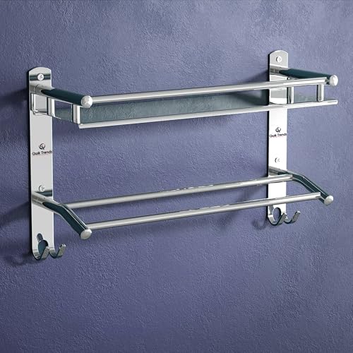 Image of Bathroom Organizer Without Drill - Corner, Shelves, Rack, Shelf, Storage, Wall, Racks and Adhesive, Mounted, self Holder, soap, Stand Bathroom Accessories