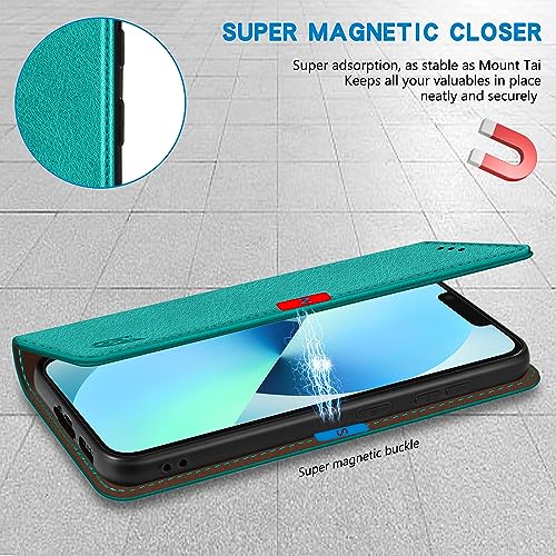 Image of ZZXX for iPhone 13 Wallet Case Strong Magnetic 6.1 inch,Lake Blue