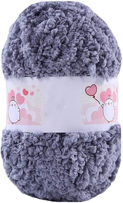 1kilogram Dark Grey Coral Fleece TerryKnitting Yarn Shaggy Fuzzy Yarn Polyester Velvet Crochet Yarn DIY Dolls Blanket Sweater Scarf Handbag Winter Pipsqueak Yarn