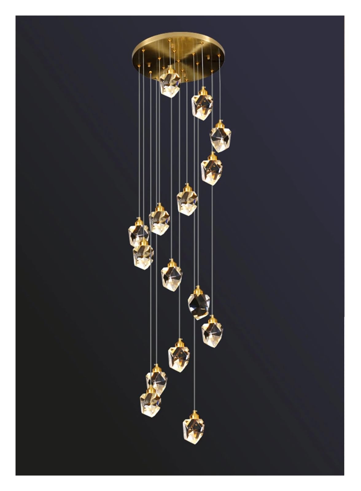 Wan Suo Pendant Lights, Copper Crystal Chandelier Attic Stairwell Indoor Lighting Decorative Chandelier (Size : 24)