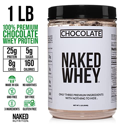 Chocolate Naked Whey Protein 1Lb - All Natural Grass Fed Whey Protein Powder, Organic Chocolate, And Coconut Sugar - No Gmo, No Soy, And Gluten Free, Aid Growth And Recovery - 12 Servings #TOP2