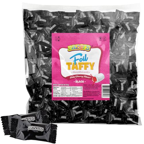 Black Candy, Cherry Sour Taffy - Bulk Party Favors, Individually Wrapped