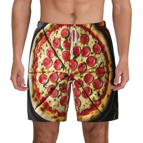 Short de bain respirant et léger imprimé pizza pour homme actif au séchage rapide