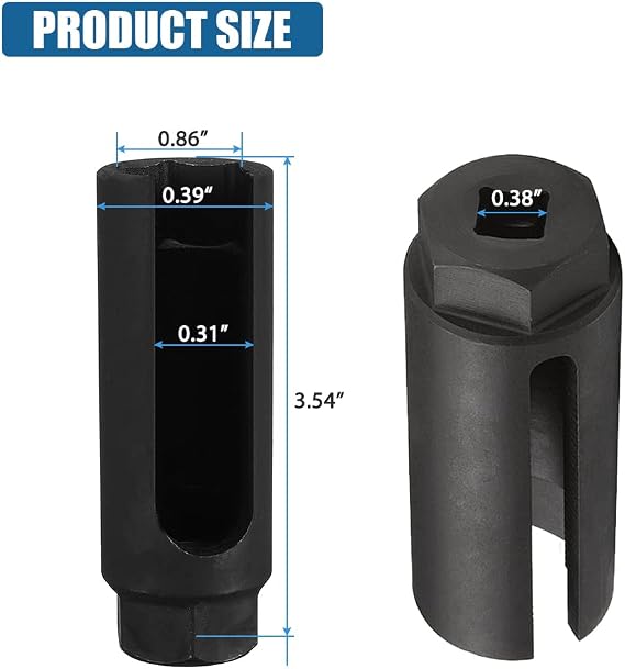 Oxygen Sensor Socket with Side Wire Cutout 3/8-Inch Drive by 7/8-Inch fits All Vehicle O2 Removal and Installation Offset Oxygen Sensor Socket(22mm)