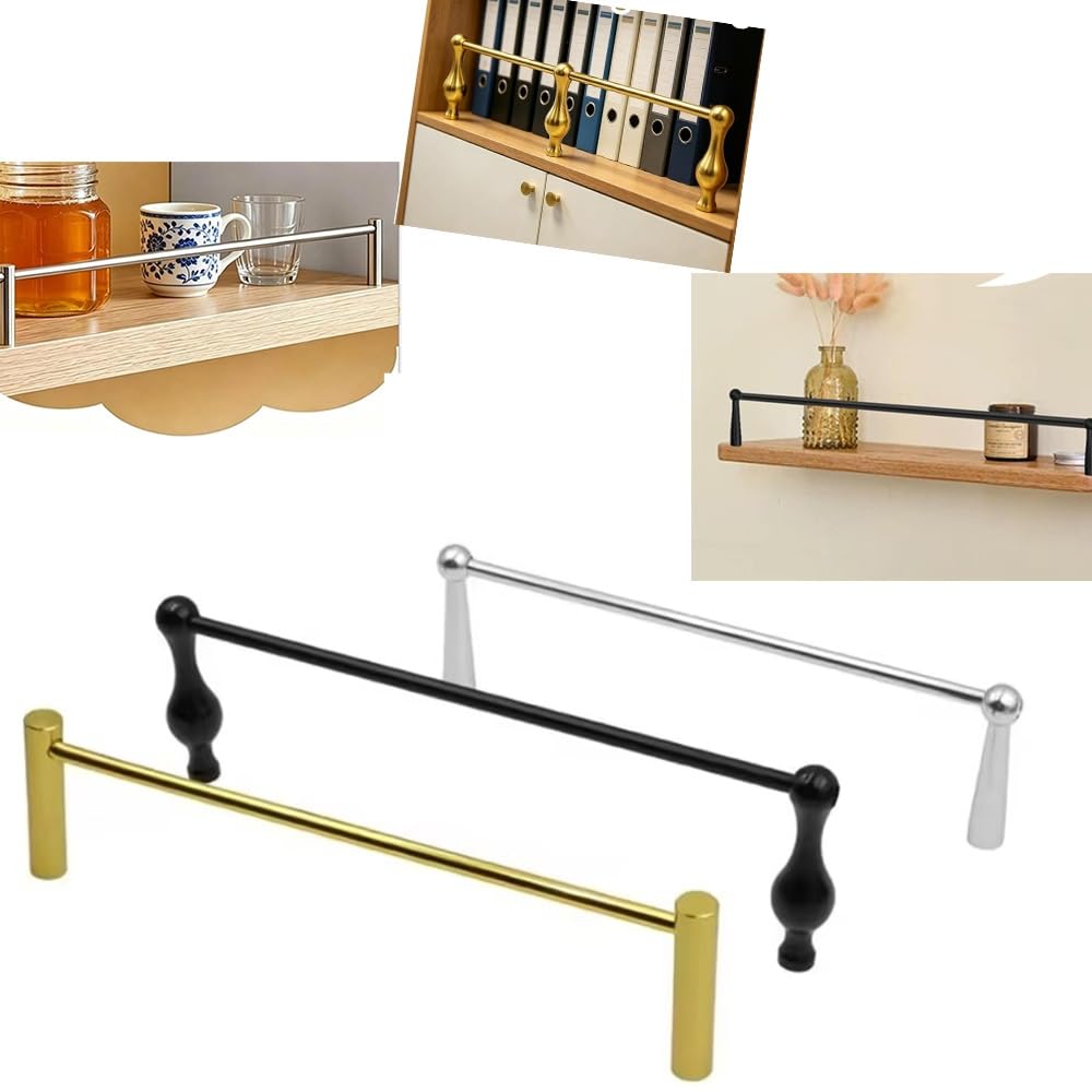 SVBVRFEEW Metal Shelf Guard Rails Gallery Rail Kit For Shelves Tipping Rail Decorative Cabinet Railing Fence Set Anti-Fall Shelves Guardrail Bar 12-50in Length(Black-a,24in/61.0cm)