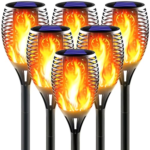 Awethone Große Solar-Taschenlampe mit flackernder Flamme, für den Außenbereich, dekorative Solar-Tiki-Fackeln für den Außenbereich, superhelle Landschaftsbeleuchtung für Hof, Garten, Weg, Auto On/Off Awethone Große Solar-Taschenlampe mit flackernder Flamme, für den Außenbereich, dekorative Solar-Tiki-Fackeln für den Außenbereich, superhelle Landschaftsbeleuchtung für Hof, Garten, Weg, Auto On/Off