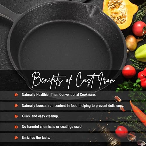 SOLARA Cast Iron Frying Pan 8 Inch Cast Iron Fry Pan- 8 Inch - Image 5