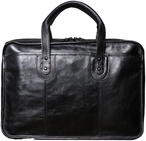 Genuine leather handbag, high-end men's hand-polished first-layer cowhide briefcase
