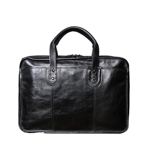 Genuine Leather Handbag & Briefcase (Black/Grey)