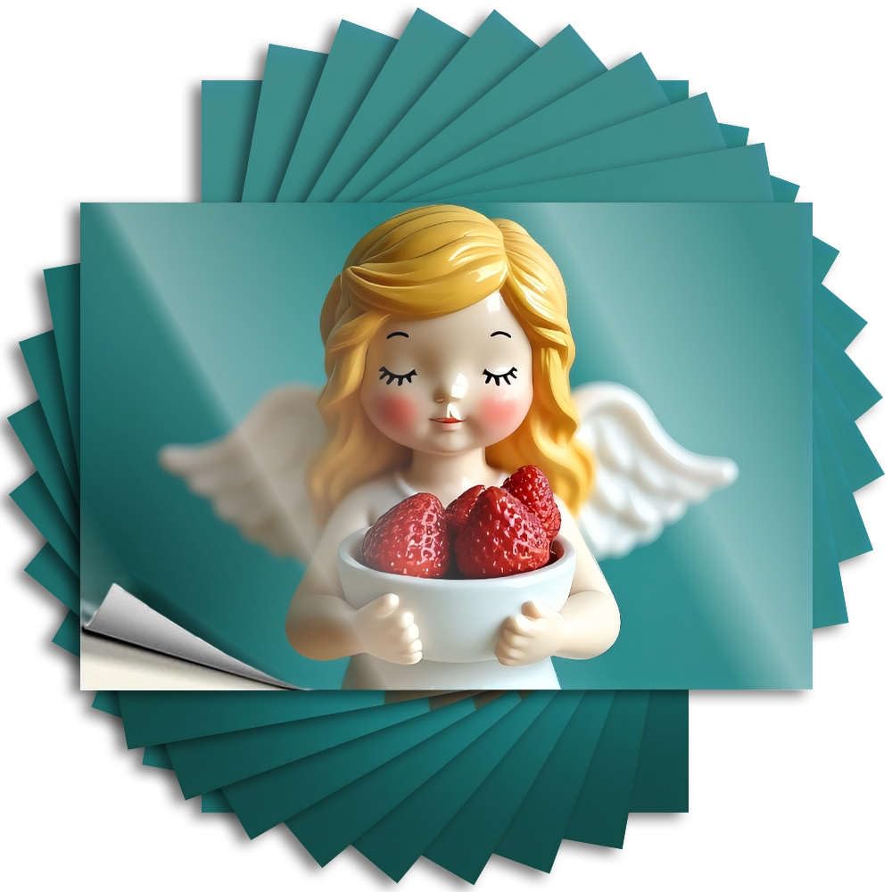 Angel Holding A Bowl of Strawberries. Tattoo Rv Decor Sets Self Adhesive | Optical Illusion Helmet Vinyl Sticker Pack for Billiard(6X9CM)