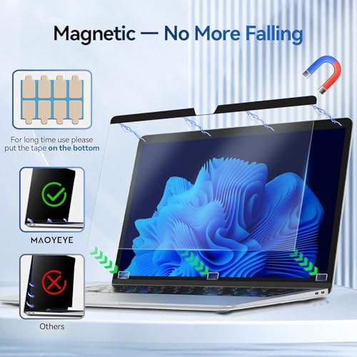 Image of Magnetic Anti Blue Light Screen Protector for MacBook Air 15 Inch (2023-2026, M2, M3, M4. M5), Removable MAC 15.3 inch Blue Light Filter , Bubble-Free Install , Eye Protection Glare Laptop Screen Protector